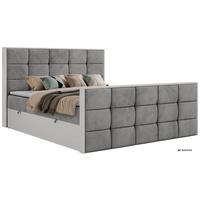 BOXBETT ALVIT DUO 180/200 - Hellgrau Velvet - Topper Visco - H3 - Hellgrau/Schwarz, Kunststoff/Textil (180/200cm) - MKS