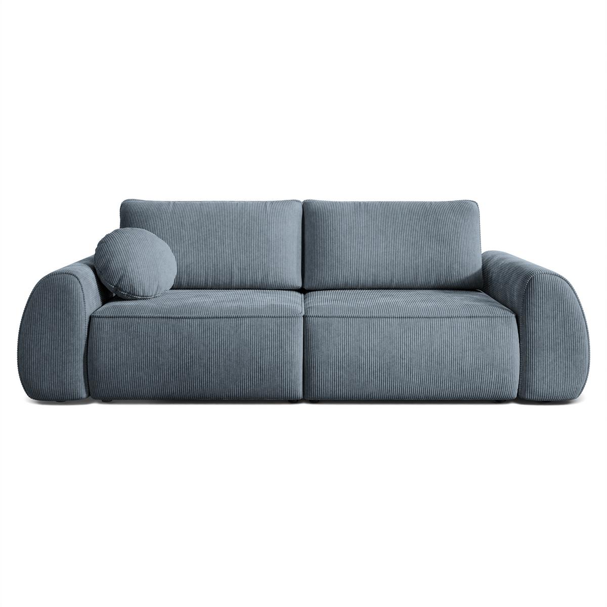 BETTSOFA ZEFEO Grau Kordstoff mit Schlaffunktion - Grau, Textil (264/96/106cm) - MASSENO