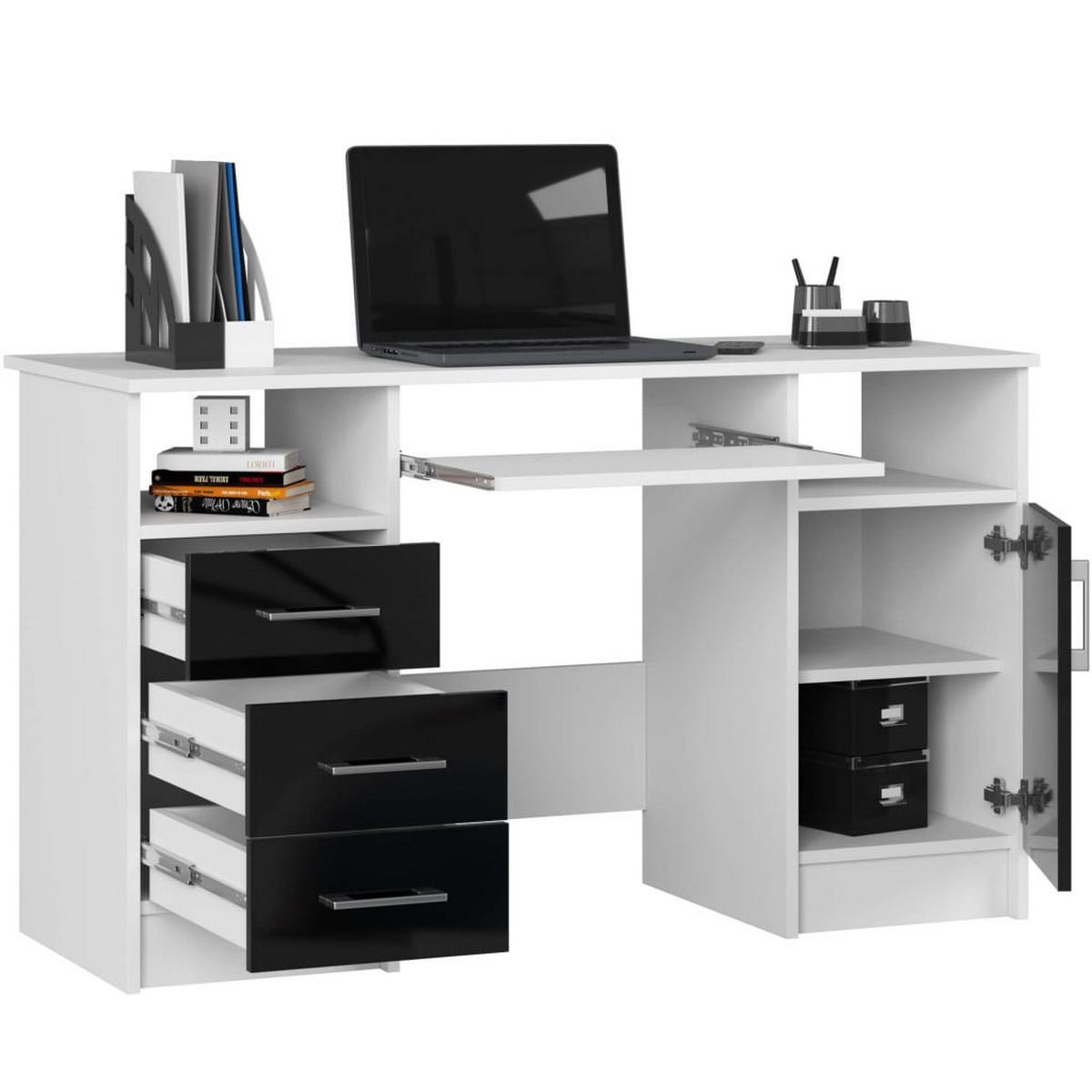 SCHREIBTISCH Weiß, Schwarz Glanz 74/124/52 - Weiß, Holzwerkstoff (124/52/74cm) - RAUMHIRSCH FURNITURE