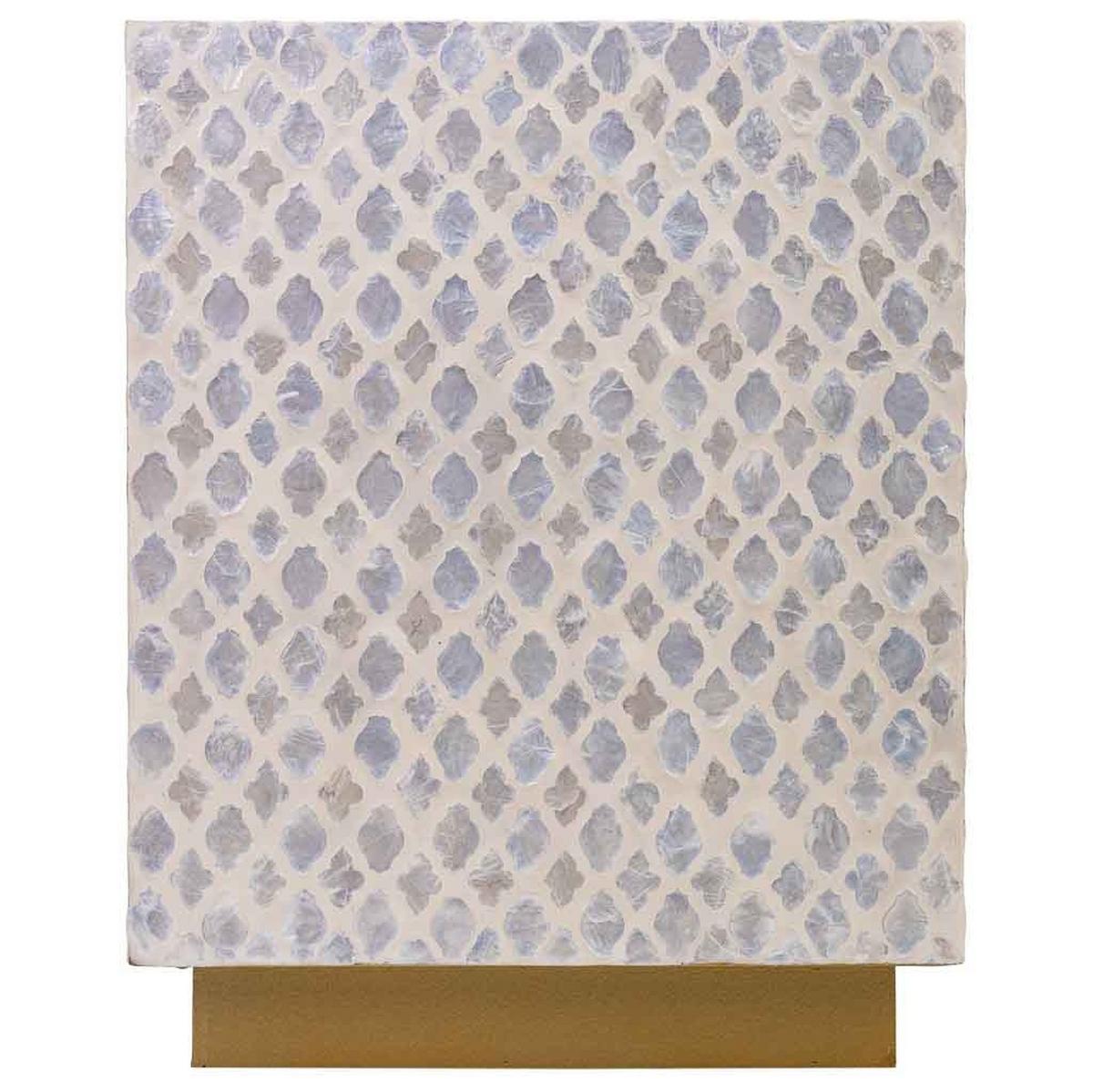 HOCKER aus Holz und Capiz, beige, 35x45cm - Weiß, Holz (35/45/35cm) - Wanderlust