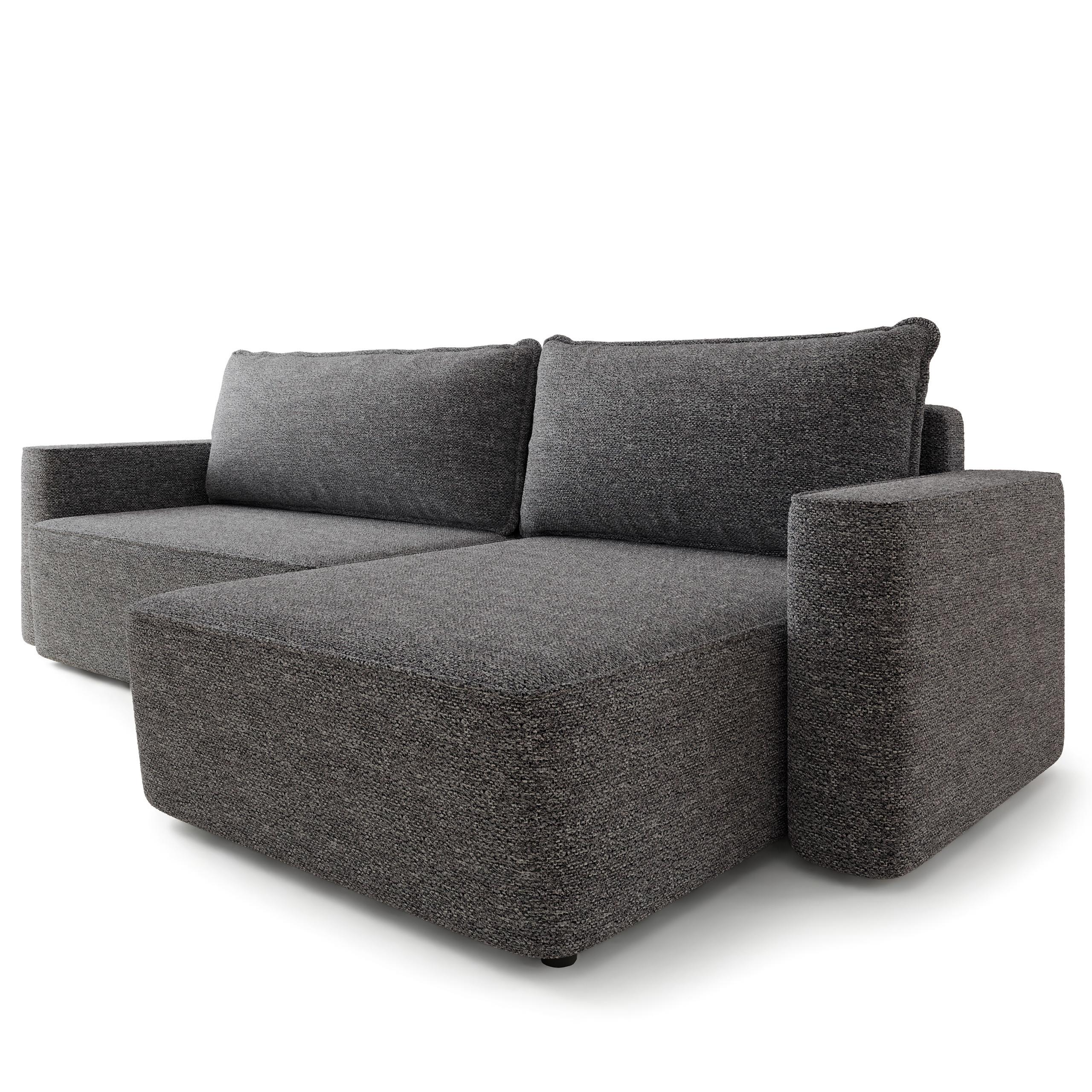 ECKSOFA BELARO BL Grau Chenille mit Schlaffunktion - Grau, Holz/Textil (280/162cm) - MASSENO