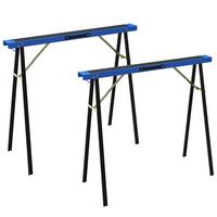 SÄGEBOCK 2er Set Metall EVA Blau Schwarz - Schwarz, Metall (99.5/36.5/78.5cm) - HOMCOM