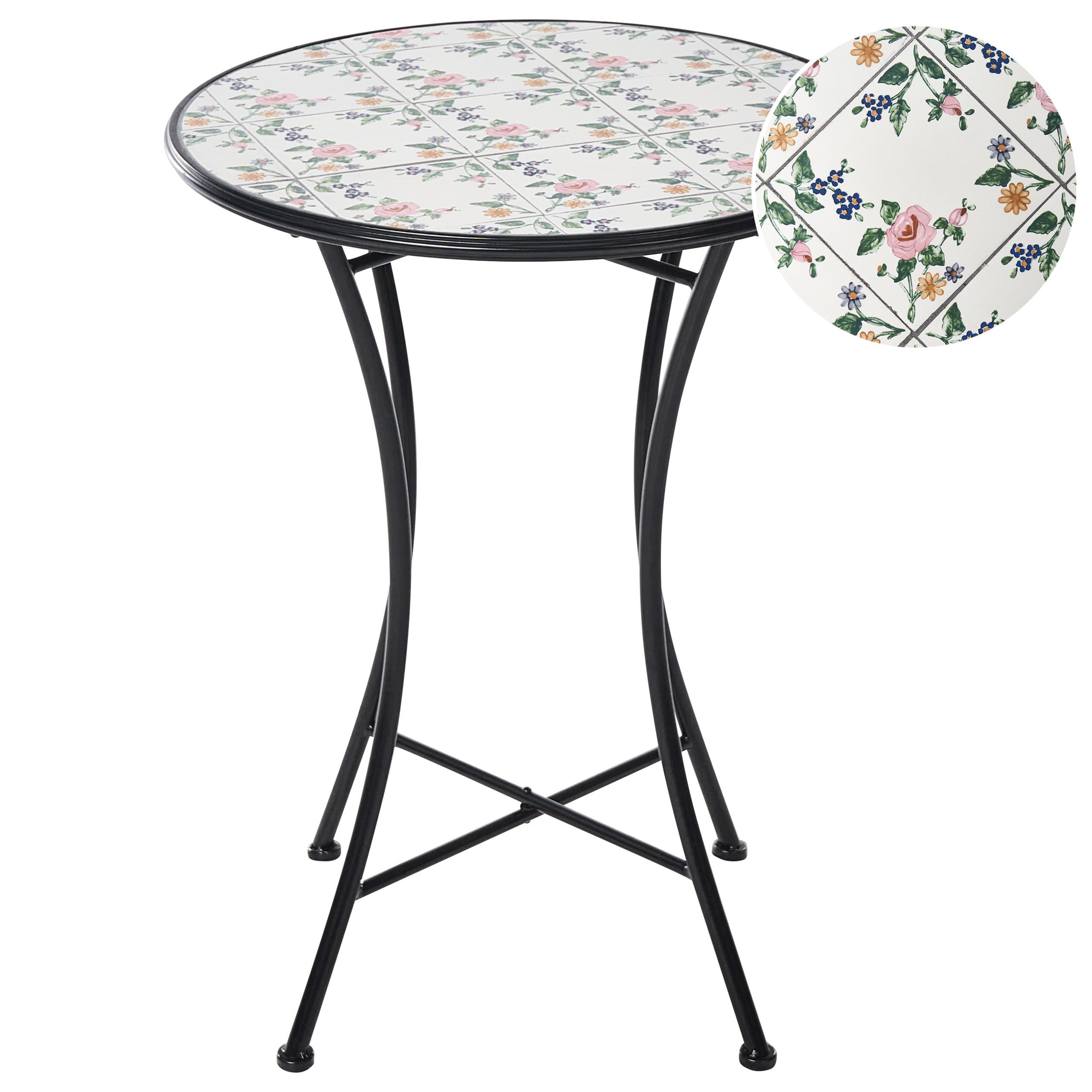 BISTROTISCH 60/60 cm Metall Schwarz Collio - Weiß, Metall (60/60/75cm) - Beliani