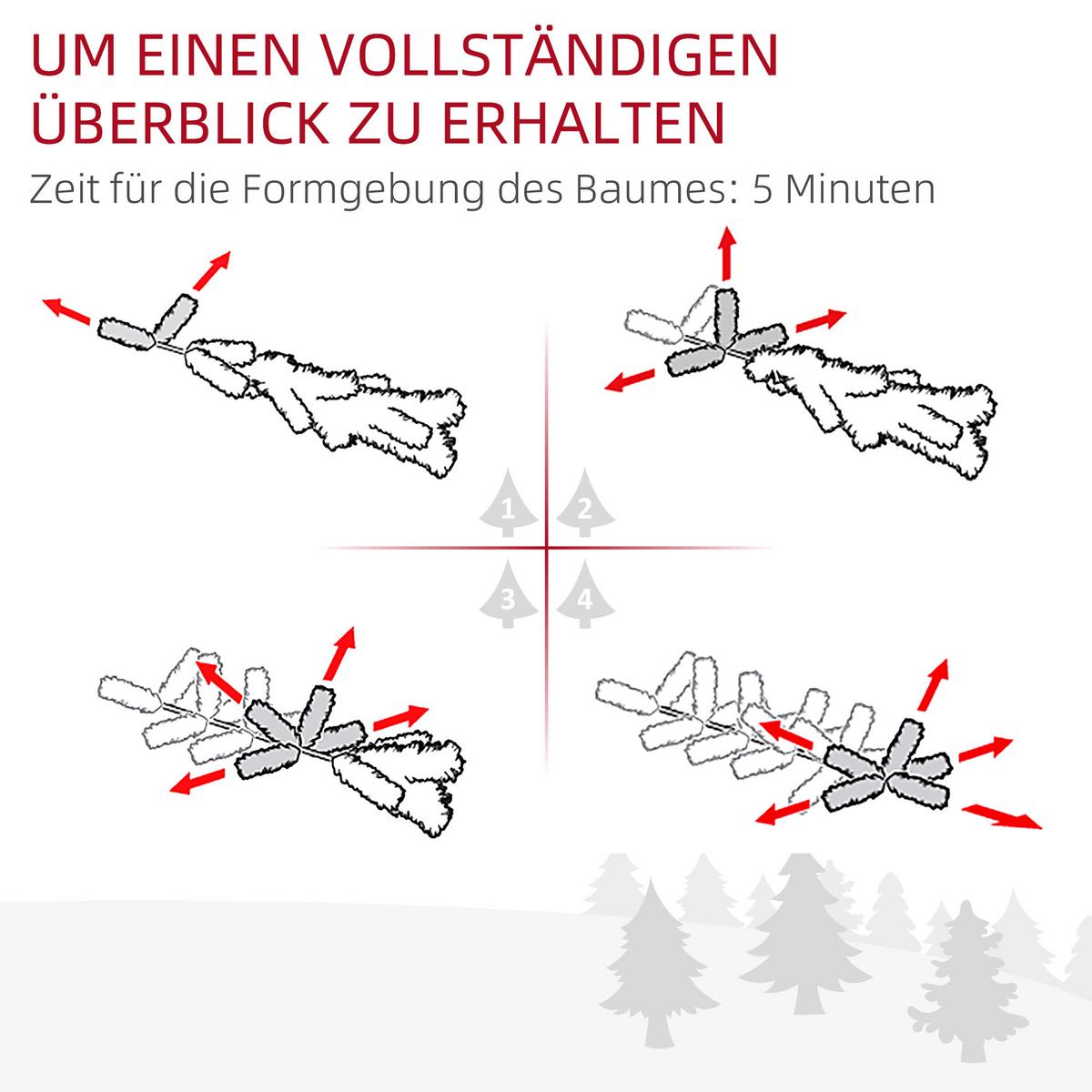 KÜNSTLICHER Weihnachtsbaum 0,6 m Christbaum 86 Astspitzen mit 50 warmweißen LED - Grün, Kunststoff (60cm) - HOMCOM