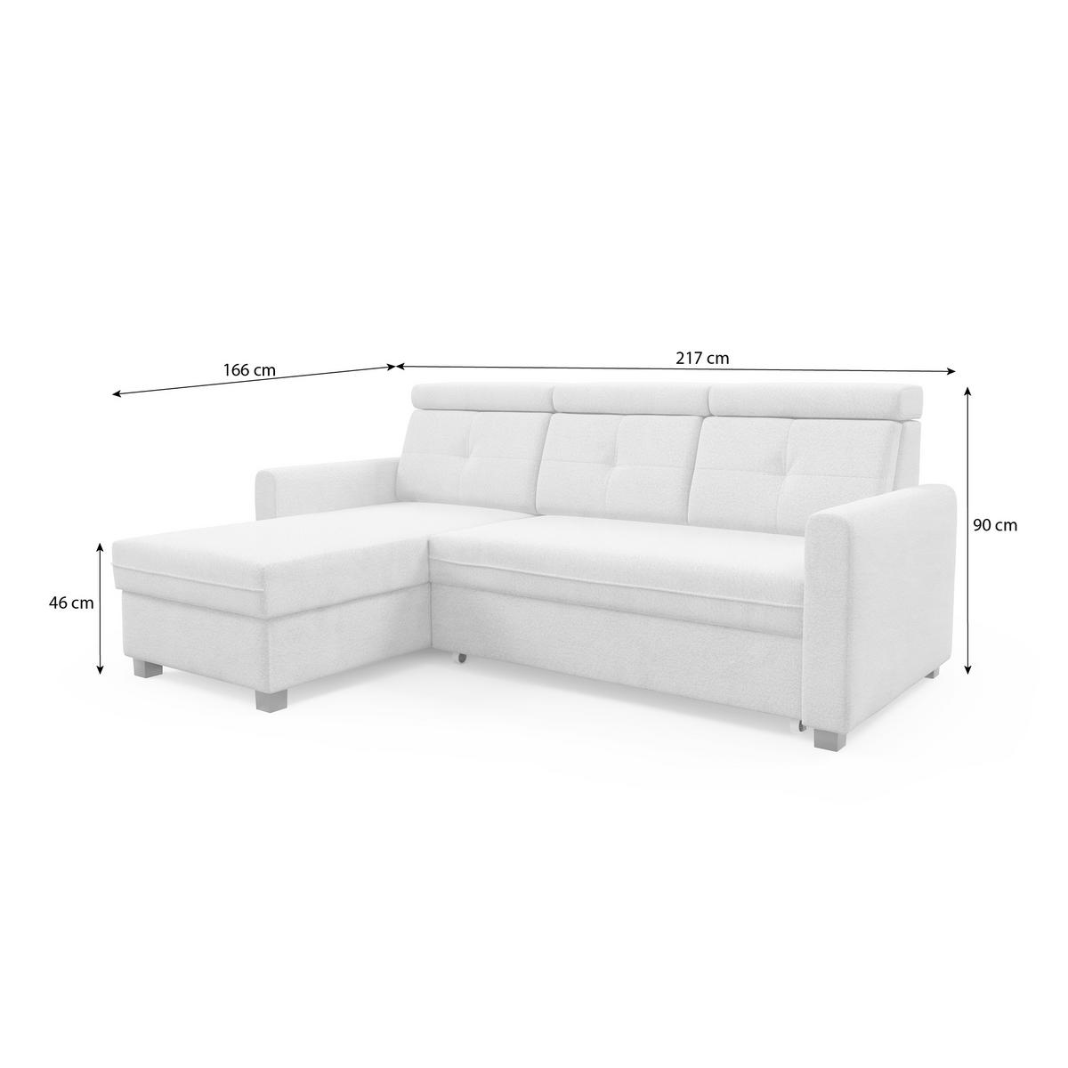 ECKSCHLAFSOFA Milano, Beige, links - Beige/Schwarz, Textil (217/166cm) - Beautysofa