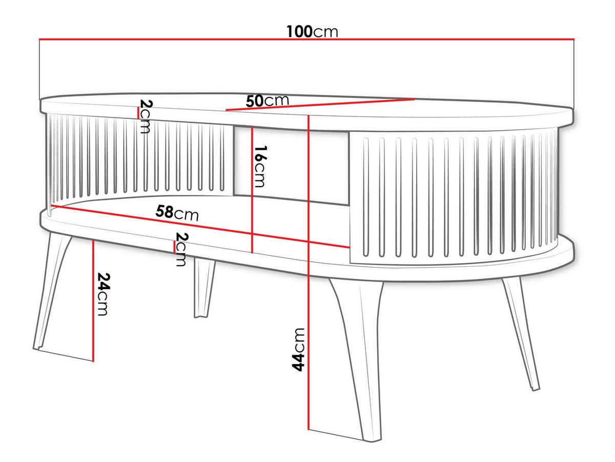 COUCHTISCH Roenni Oval - Schwarz/Weiß, Holzwerkstoff/Metall (100/50/44cm) - MIRJAN24