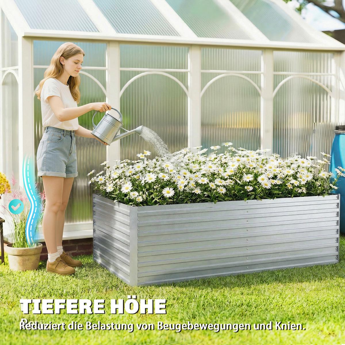 HOCHBEET 2ER-SET aus Stahl Silber - Silberfarben, Metall (90/60/180cm) - Outsunny
