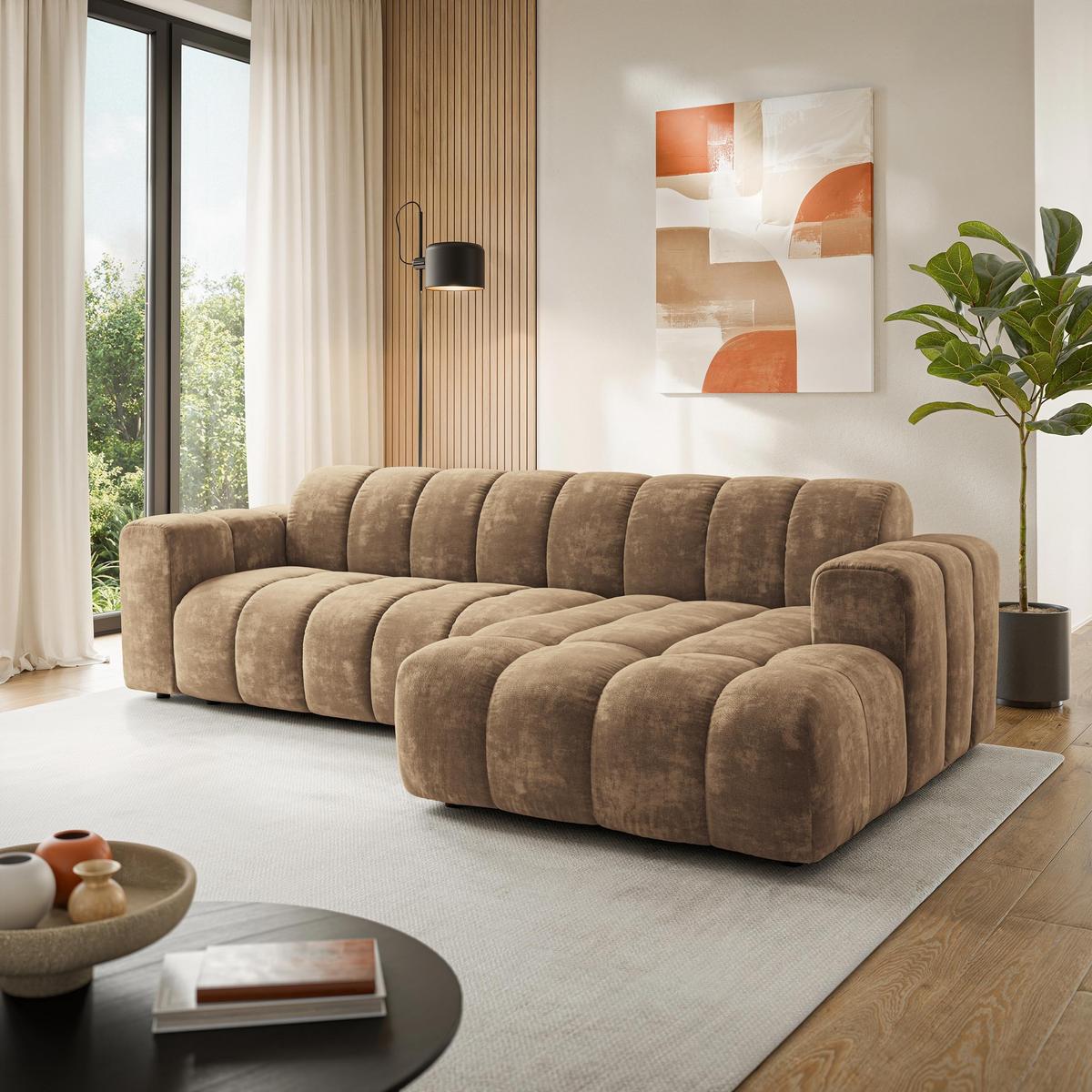 ECKSOFA SETIA LM R-S Beige Chenille - Beige, Holzwerkstoff (304/165cm) - MASSENO