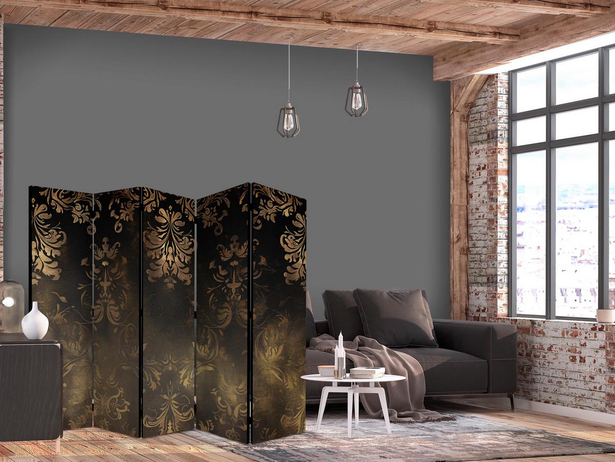 PARAWAN Ornamenty Barokowe W Spatynowanym Złocie I W Brązach - Retro Motyw 225x172 - Braun, Holz/Textil (225/172/3cm) - Muralo