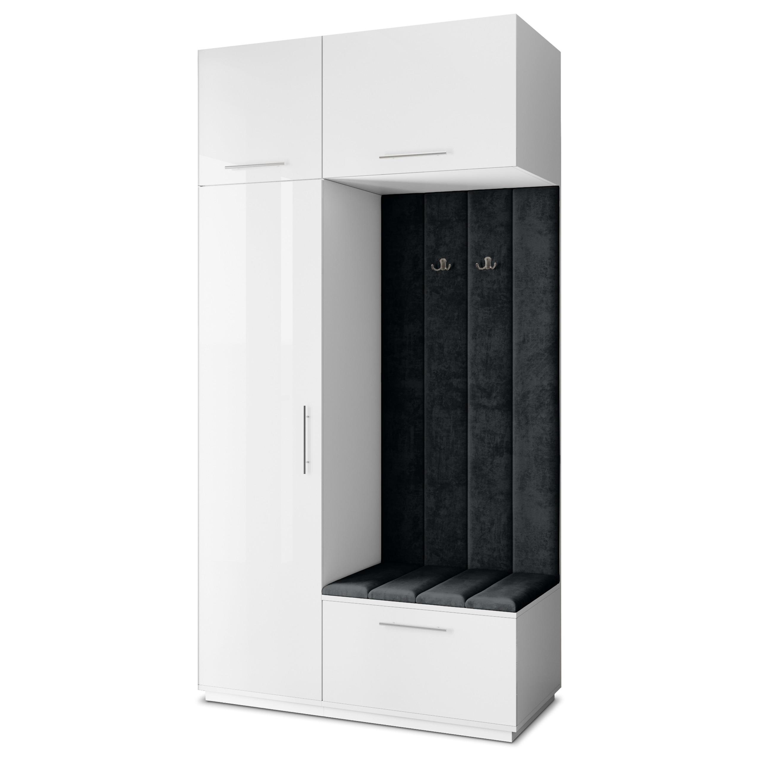 GARDEROBENSCHRANK REMA 120/240/60 cm Modern Weiß - Schwarz/Weiß, Holzwerkstoff (120/240/60cm) - MASSENO