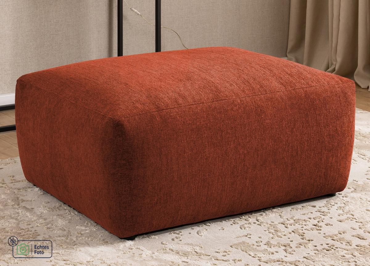 HOCKER Lennon aus Terrakotta Strukturstoff mit vielseitiger Nutzung - Terracotta/Schwarz, Holz/Kunststoff (102/42/76cm) - S-Style