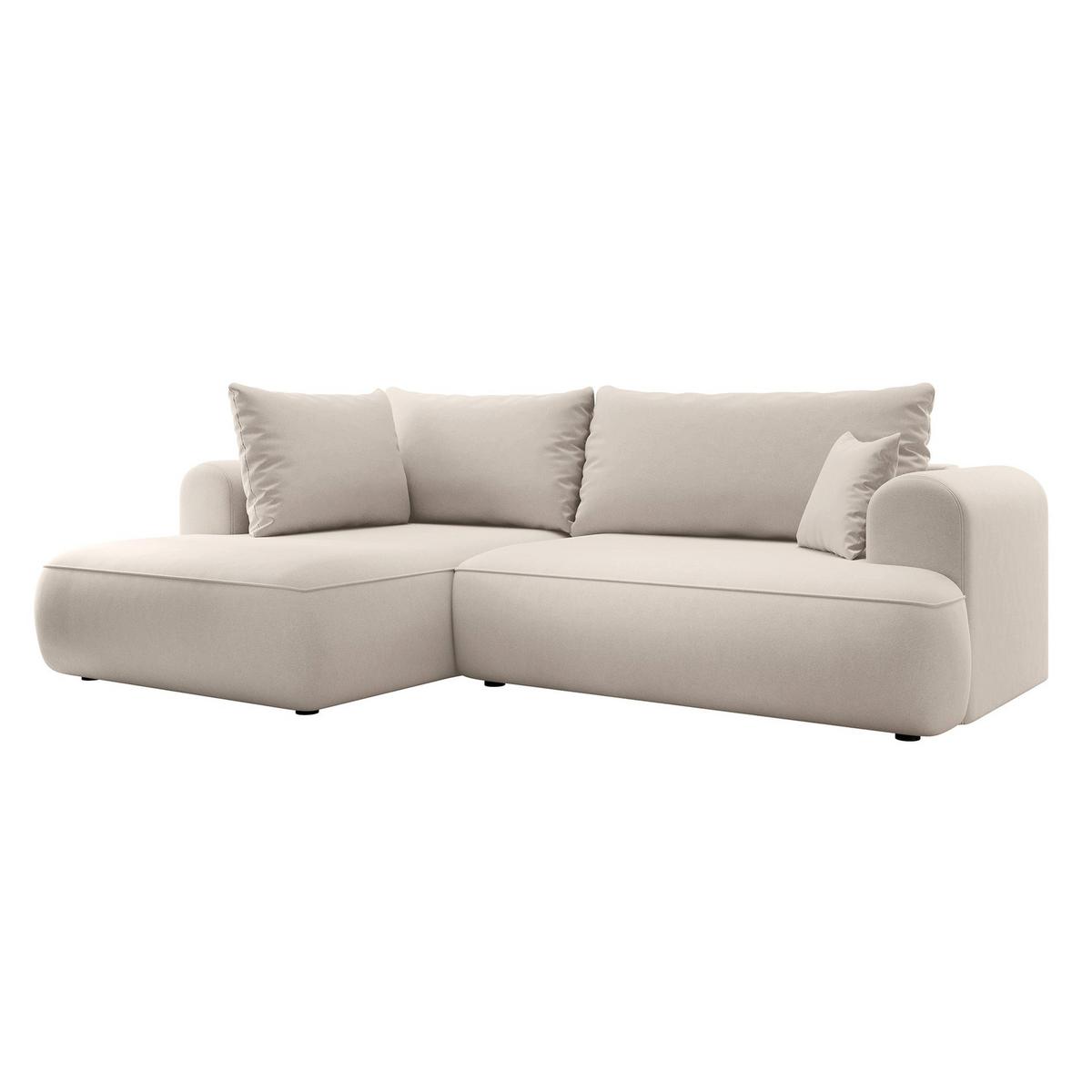 ECKSOFA Ovo Hellbeige Samt - Ecru/Schwarz, Kunststoff/Textil (260/165cm) - Selsey
