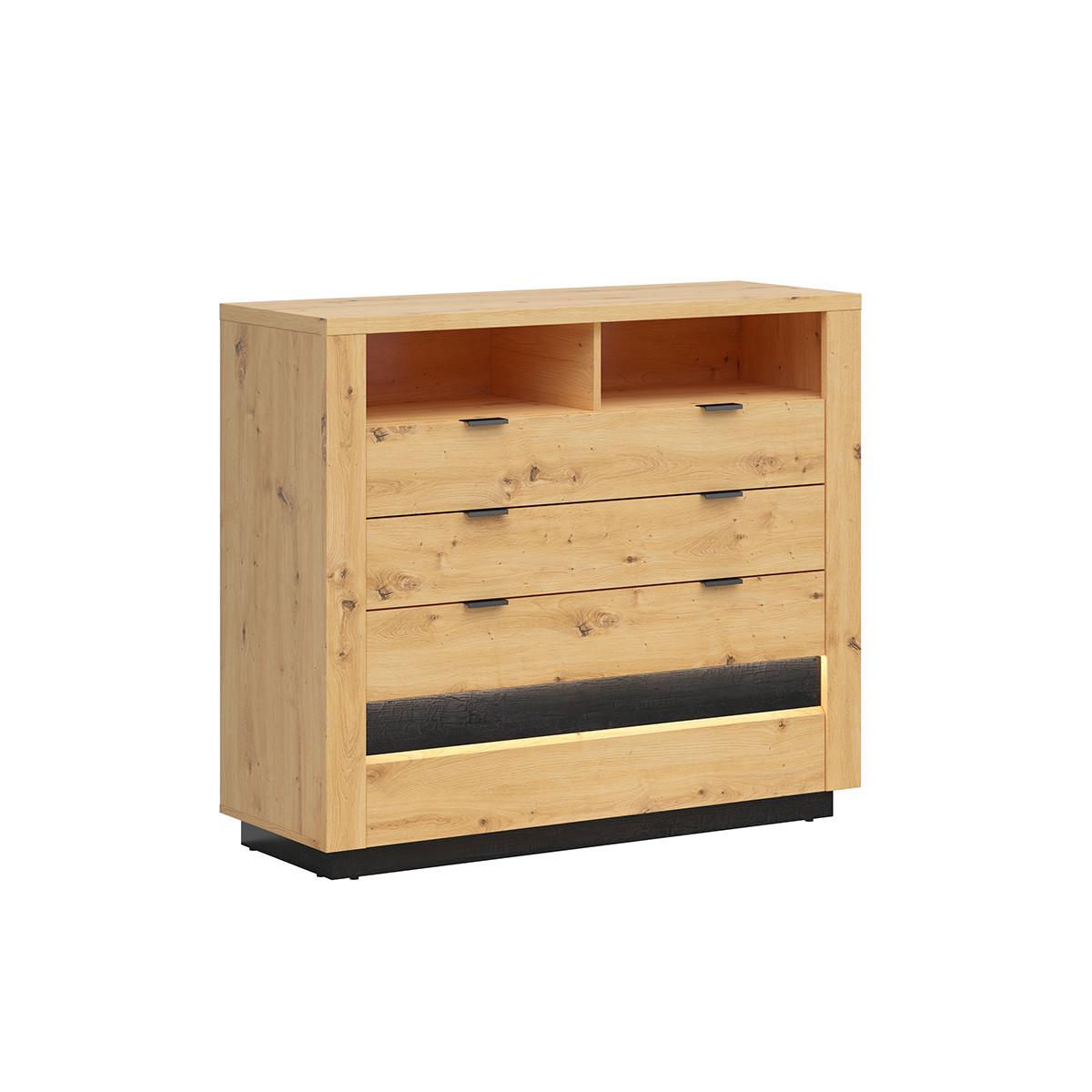 KOMMODE Glenn Holz und Schwarz - Schwarz, Holzwerkstoff (116/101/42cm) - Petits-meubles
