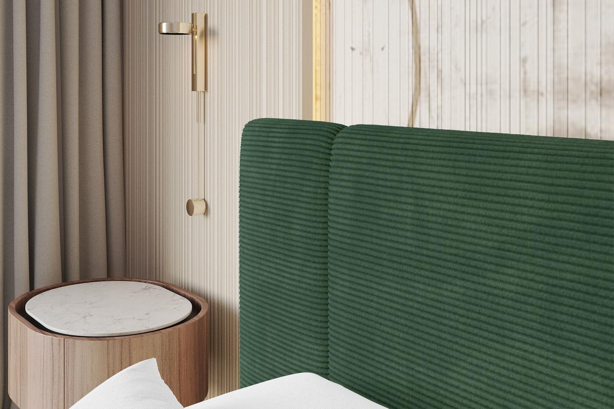POLSTERBETT mit Bettkasten, Fußteil und Lattenrost, Bett mit Matratze H3/H4 - TEVO-Z 140x200 Grün - Grün, Holzwerkstoff/Textil (140/200cm) - ALTDECOR