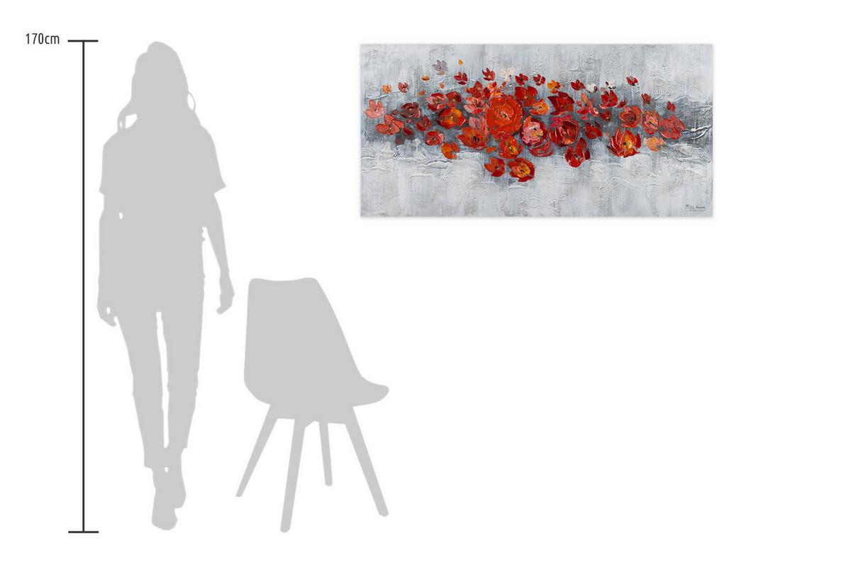 ÖLGEMÄLDE 120/60 cm - Rot/Grau, Holz/Textil (120/60cm) - KUNSTLOFT