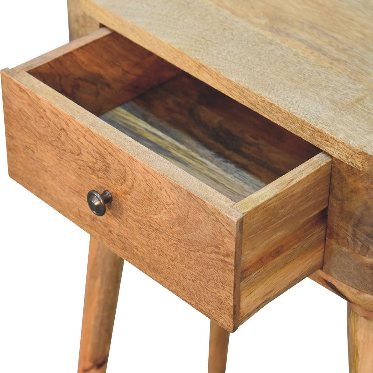 NACHTTISCH aus Massivholz, 1 Schublade, Nordische Beine, Beige - Messingfarben/Braun, Holz/Metall (60/78/30cm) - Artisan Furniture