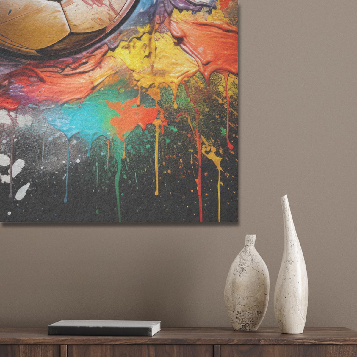 AKUSTIKBILD Fußball - Farbe - Farben - Schwarz - Weiß Wandbilder 60x80 cm - Weiß, Kunststoff (60/80/0.9cm) - MuchoWow