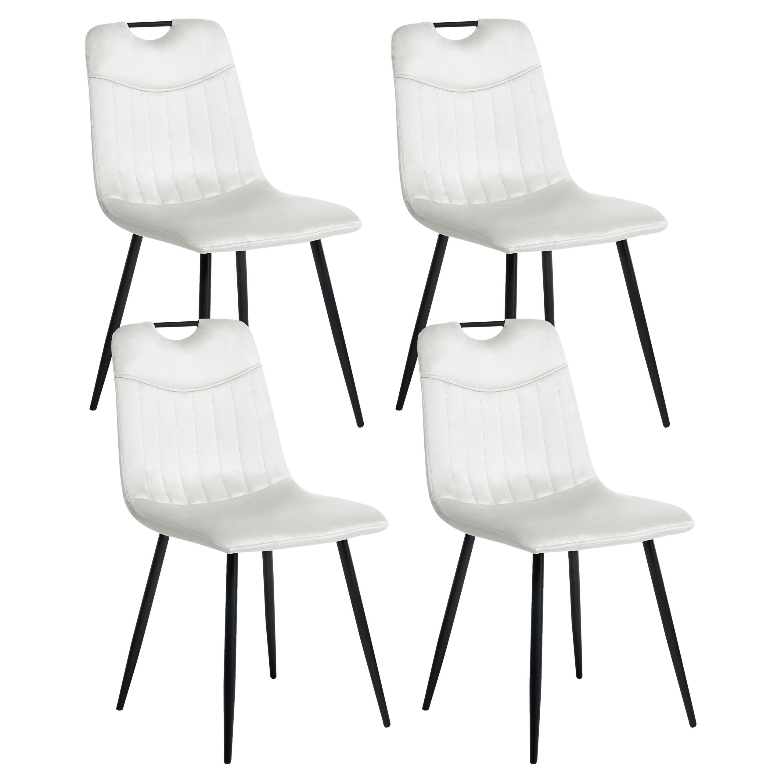 ESSZIMMERSTUHL 4er-Set Cremeweiß Argyle - Schwarz/Weiß, Textil (45/86/55cm) - Beliani