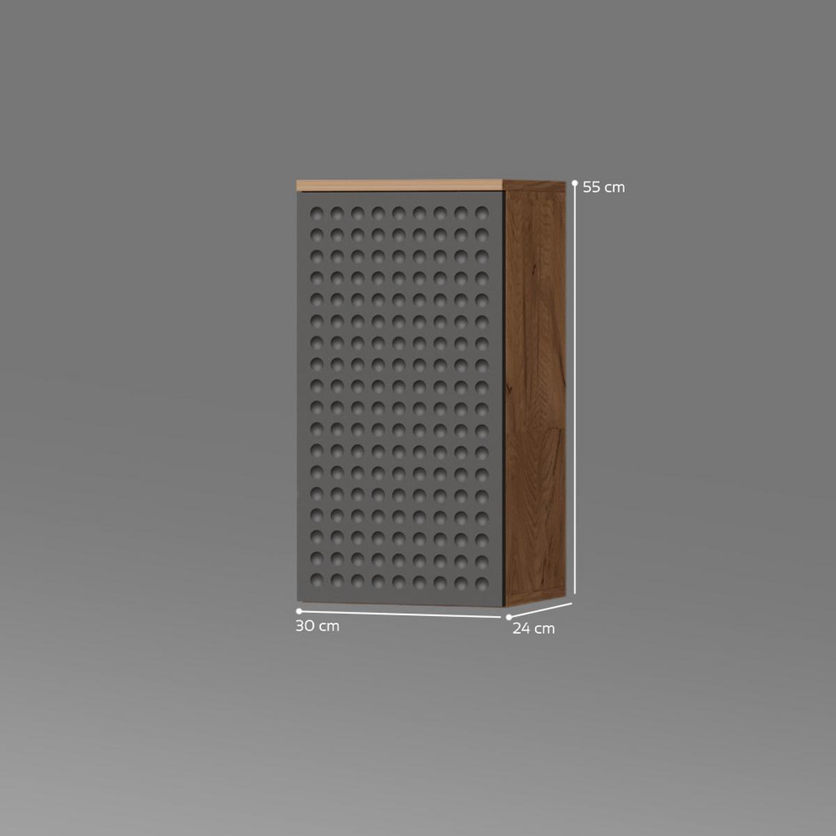 BADSCHRANK Ronco Anthrazit gepunktet 30 x 59 cm 2 Fächer, Badezimmer - Anthrazit, Holzwerkstoff (30/59/24cm) - Livinity®