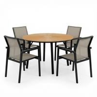 GARTENMÖBEL SET AGAPE/WINDY 5er Set grau, natur, schwarz - Grau, Metall - IDIMEX