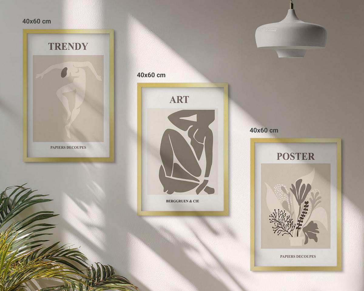 BILDER SET 3er Set - 40x60 cm Goldrahmen - Matisses Pflanzenfiguren - Goldfarben, Kunststoff (40/60cm) - TULUP