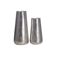 VASEN 2er-Set AMALFI, Aluminium, handgefertigt, Silber, Ø 21 x 45 cm - Silberfarben, Metall (45cm) - KADIMA DESIGN
