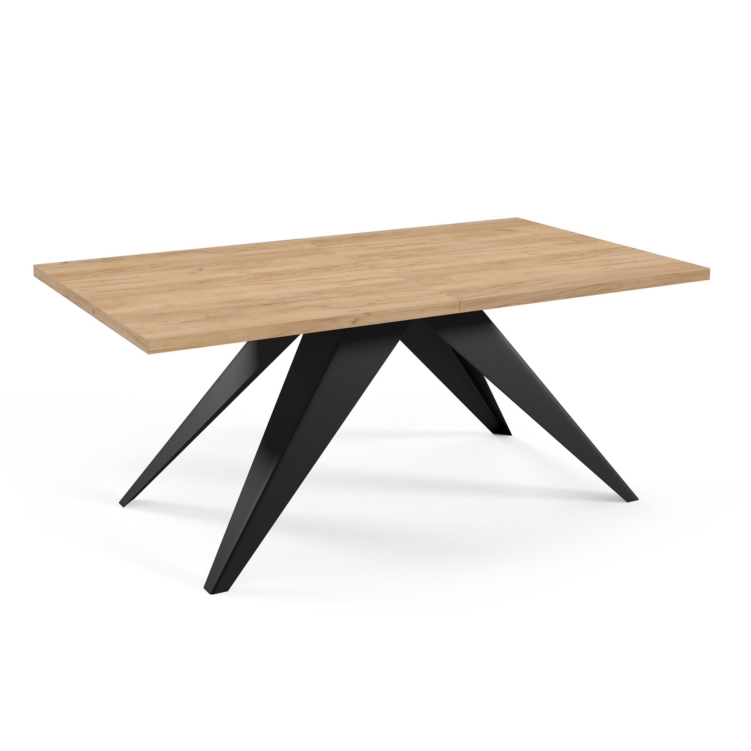 ESSTISCH Vivo, Rechteckiger Tisch mit Ausziehfunktion, 140-240x80 cm, Schwarz+eiche Craft - Eichefarben/Schwarz, Metall (140/80/76cm) - Beautysofa