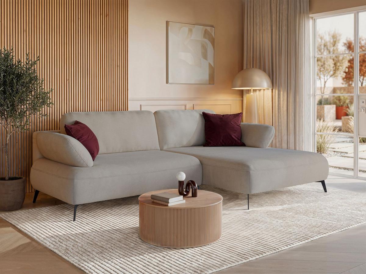 ECKSOFA Avolla Beige rechts - Beige/Schwarz, Textil/Metall (186/284cm) - Selsey