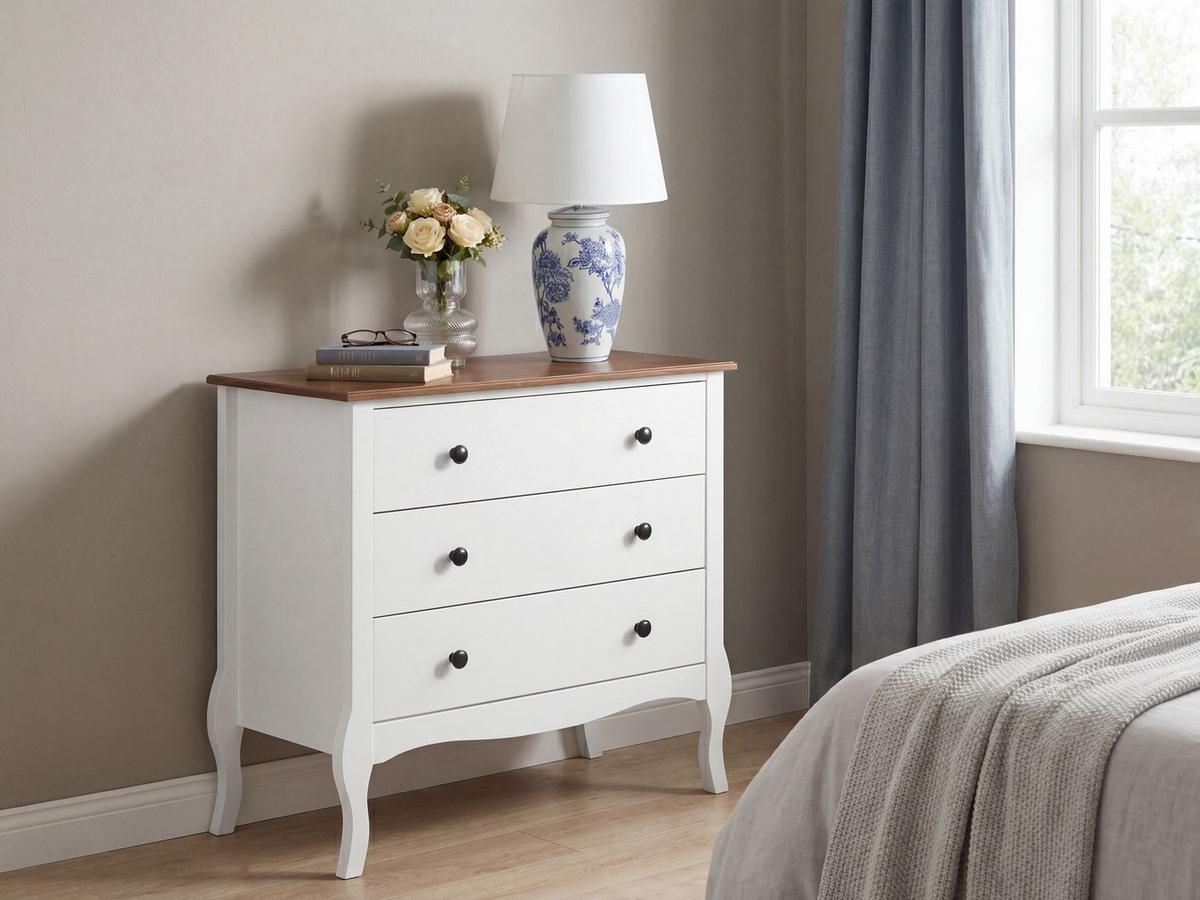 KOMMODE mit 3 Schubladen Weiß Nundle - Weiß, Holzwerkstoff (80/76/40cm) - Beliani