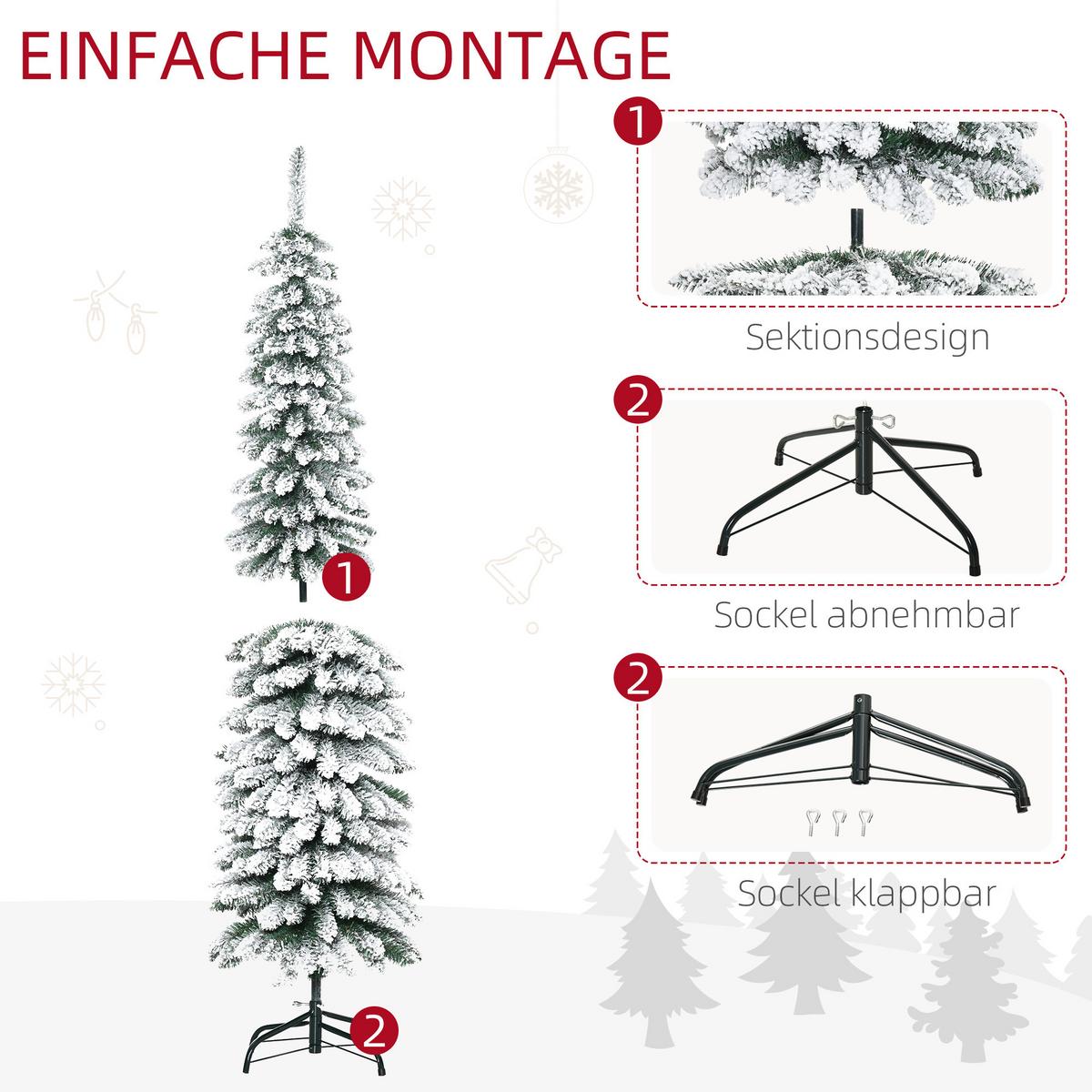 KÜNSTLICHER-WEIHNACHTSBAUM, 180 cm Christbaum mit 395 Spitzen für Weihnachten - Grün, Kunststoff (180cm) - HOMCOM