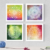 POSTER Set mit 4 Mandalas Beharrlichkeit 20x20cm Schwarzer Rahmen - Schwarz, Papier (20/3cm) - Nacnic