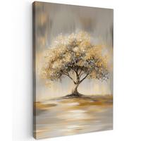 LEINWANDBILD Gemälde - Baum - Abstrakt - Blätter Wanddeko Schlafzimmer 60x90 cm - Beige, Textil (60/90cm) - MuchoWow