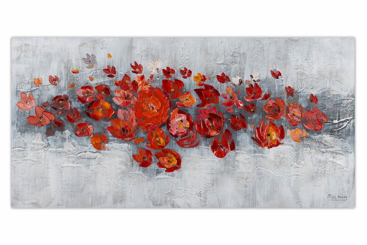 ÖLGEMÄLDE 120/60 cm - Rot/Grau, Holz/Textil (120/60cm) - KUNSTLOFT