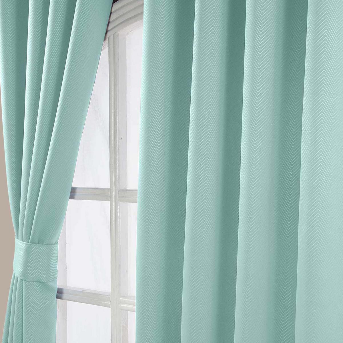VERDUNKELUNGSVORHÄNGE Fischgrät mit Thermo-Funktion, Ösen 228/228 cm - Pastellblau, Textil (228/228cm) - Homescapes