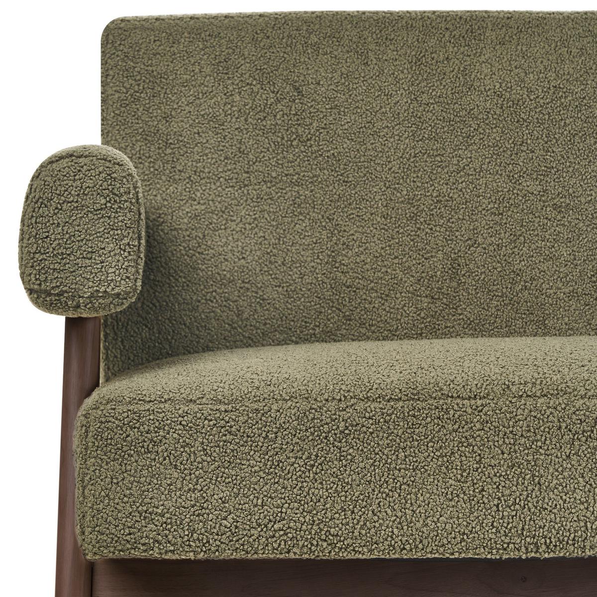 2-SITZER-SOFA Bouclé Grün/Dunkelbraun Tamre - Braun/Grün, Textil (148/79/78cm) - Beliani