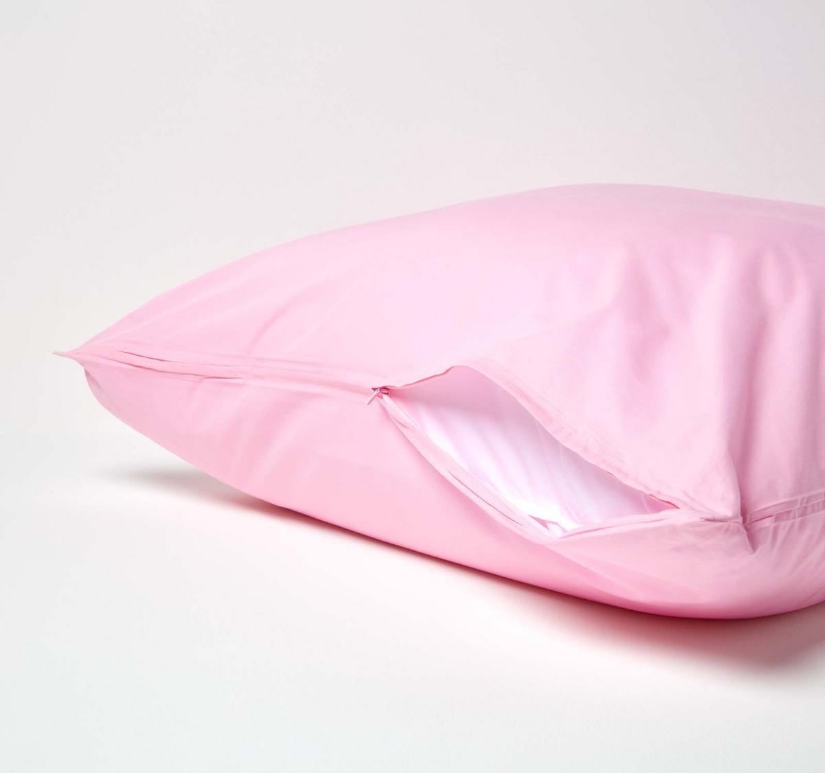 KISSENBEZUG Perkal, Ägyptische Baumwolle, Fadendichte 200 - Rosa, Textil (80/80cm) - Homescapes