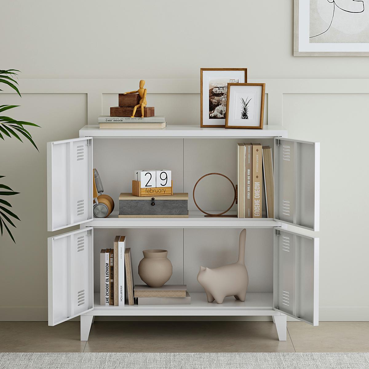 BÜROSCHRANK Hamina - Weiß, Metall (80/82/40cm) - [en.casa]