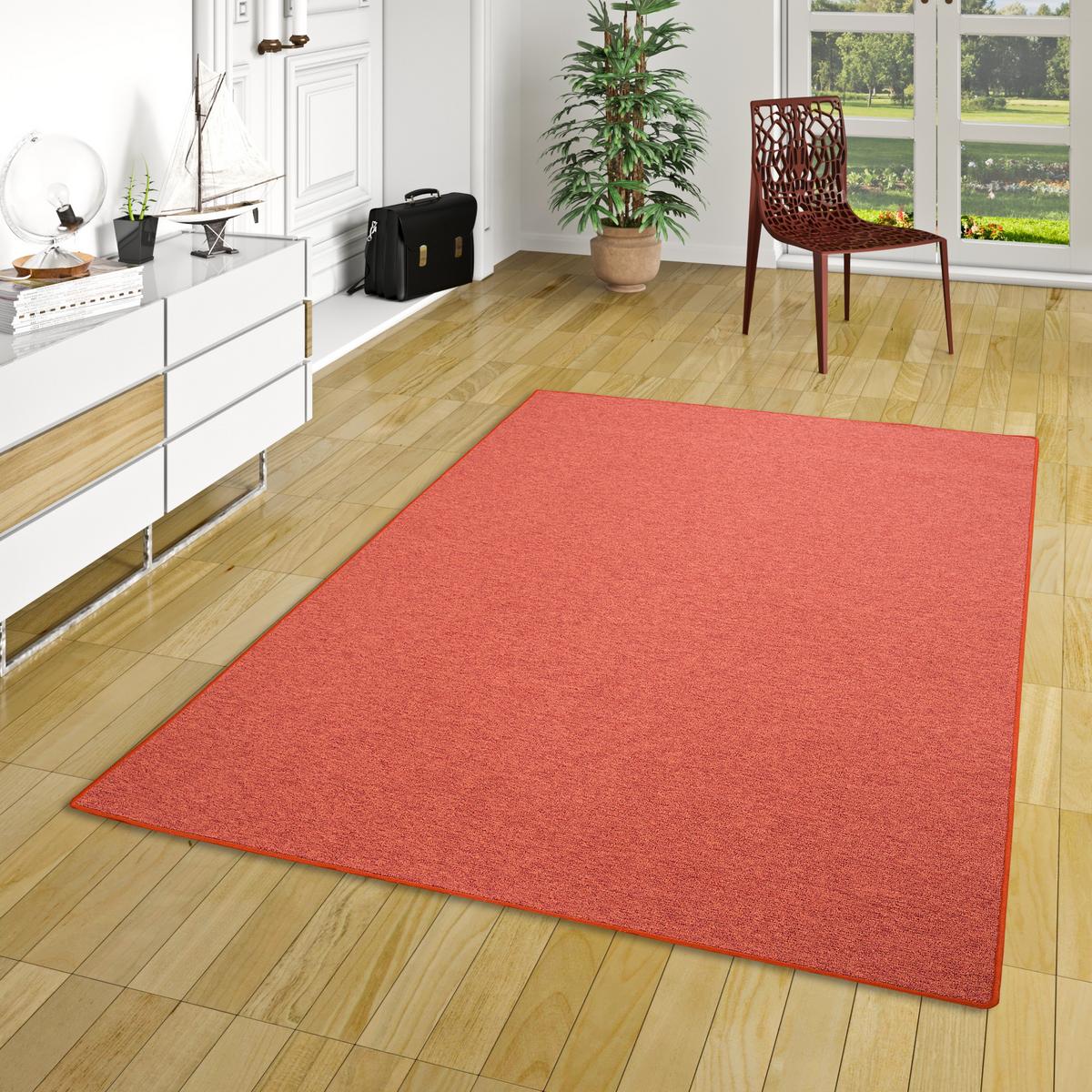 FEINSCHLINGEN VELOUR TEPPICH STRONG - Terracotta, Textil (133/133cm) - Snapstyle