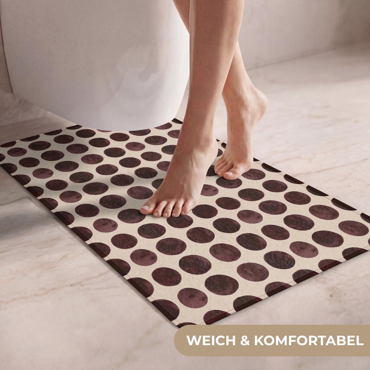 WC-VORLEGER Polka dots - Muster - Braun WC Teppich 50x80 cm - Bordeaux, Textil (50/1cm) - OnlyWow