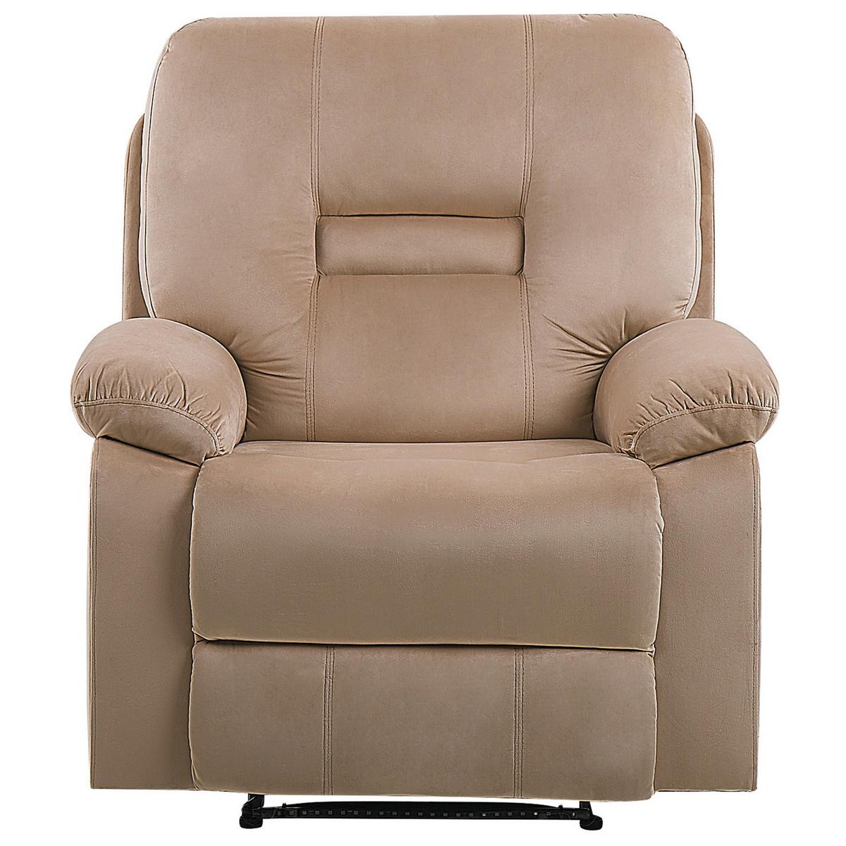 FERNSEHSESSEL Samtstoff beige LED-Beleuchtung USB-Port elektrisch verstellbar Bergen - Beige, Textil (85/101/74cm) - Beliani