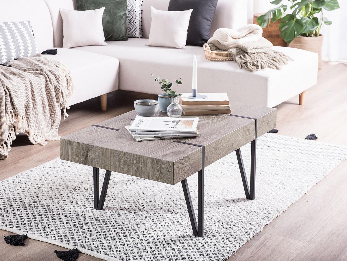 COUCHTISCH dunkler Holzfarbton rechteckig 60/100 cm Adena - Dunkelbraun/Schwarz, Holzwerkstoff (100/60/43cm) - Beliani