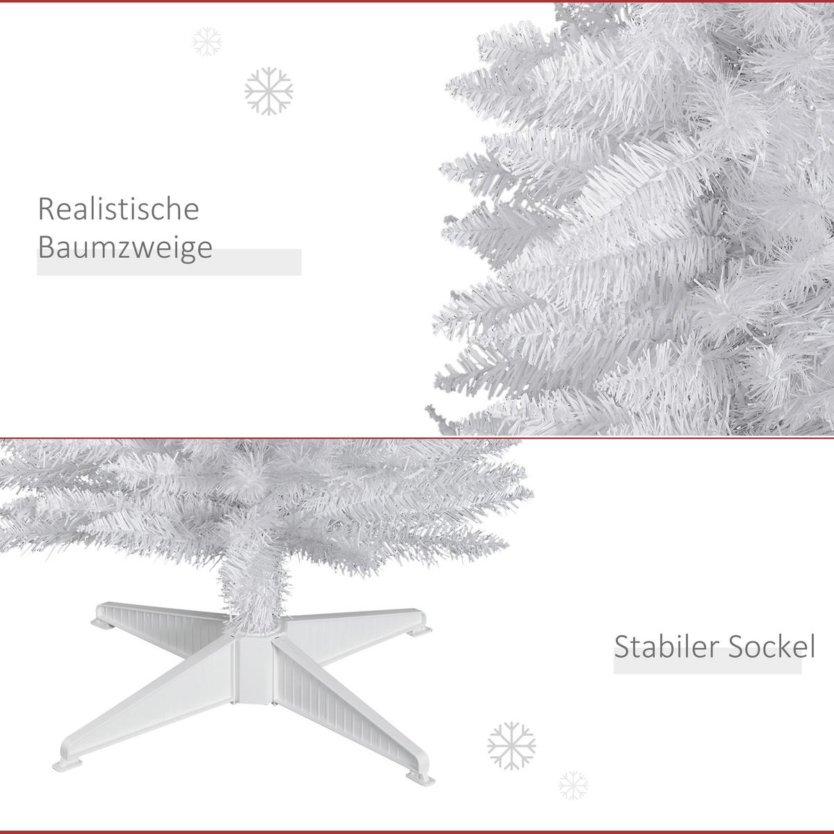 WEIHNACHTSBAUM 390 Spitzen Tannenbaum mit Kunststoffständer Weiß - Weiß, Kunststoff (180cm) - HOMCOM