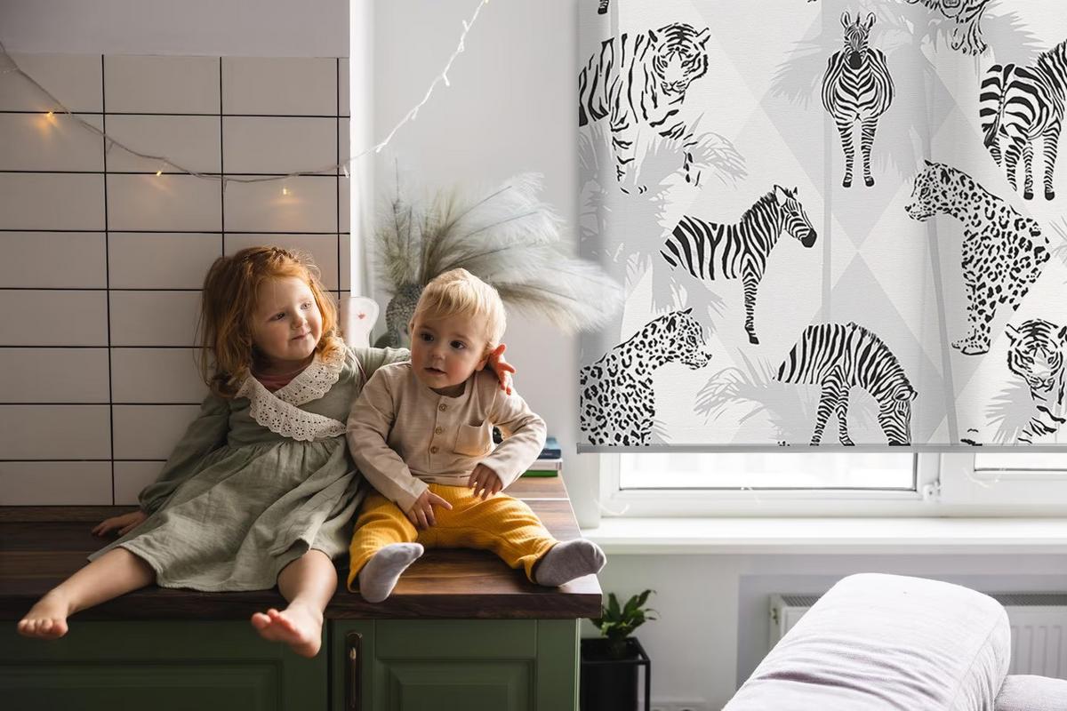 INNENROLLO - Fensterrollo - Rollo - 90x180 cm - Graue Tiere - Grau, Kunststoff (90/180/0.5cm) - TULUP