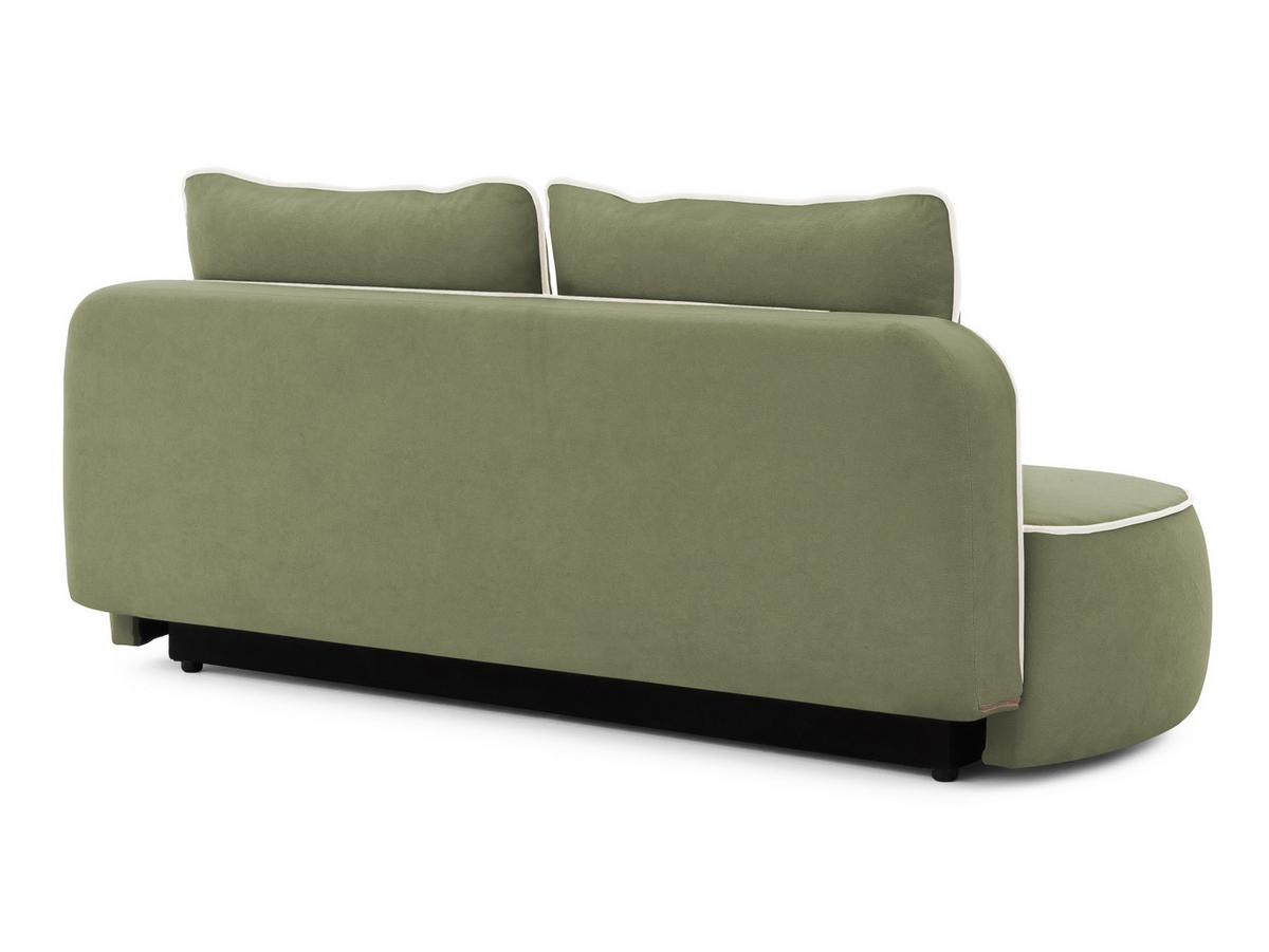 KINDERSOFA Vero im modernen und abgerundeten Design mit Schlaffunktion und Bettkasten aus Olivgrün Plüschstoff mit beiger Paspel - Schwarz/Olivgrün, Holz/Kunststoff (210/90/98cm) - S-Style Möbel