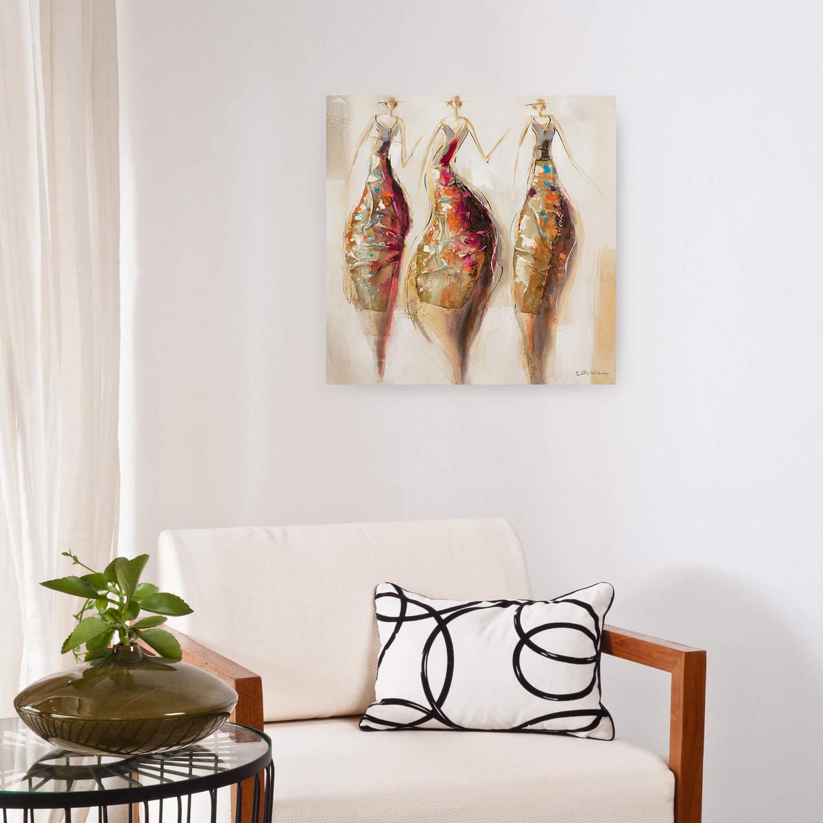 ACRYLBILD HANDGEMALT 60/60 cm - Beige/Braun, Holz/Textil (60/60cm) - KUNSTLOFT