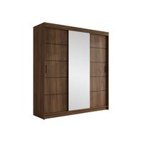 SCHIEBETÜRENSCHRANK Infinity III 200 - Nussbaumfarben/Schwarz, Holzwerkstoff/Kunststoff (200/200/58cm) - MIRJAN24