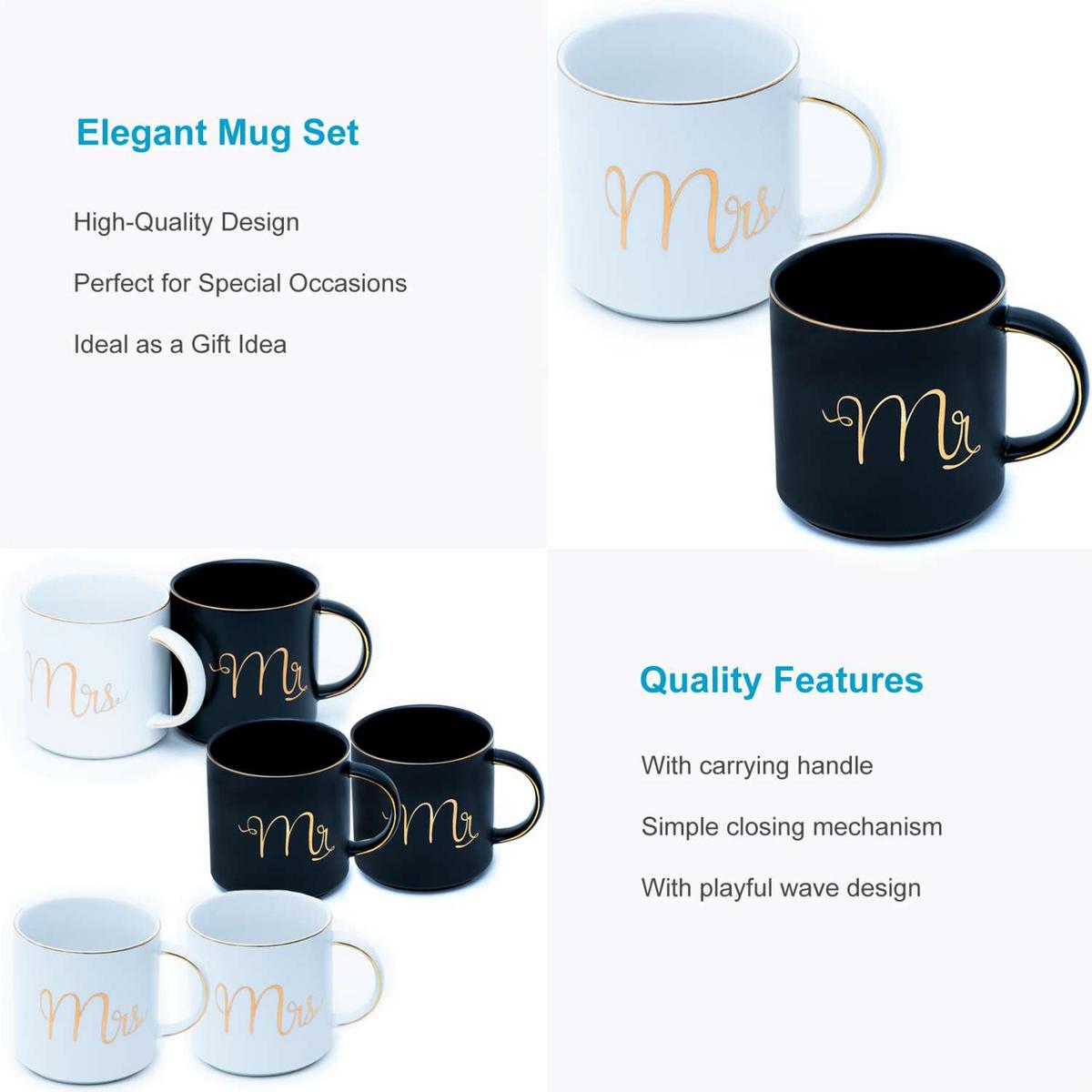 KAFFEETASSE mit Goldrand und Aufschrift Mrs 300 ml - Weiß, Keramik (0.3L) - Intirilife