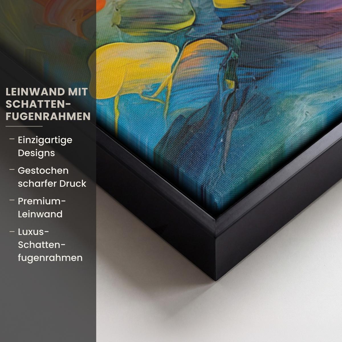 LEINWAND Bilder mit Rahmen - Ölgemälde - Kunst - Abstrakt - Farbenfroh - 80x60 - Altrosa, Textil (80/60cm) - MuchoWow