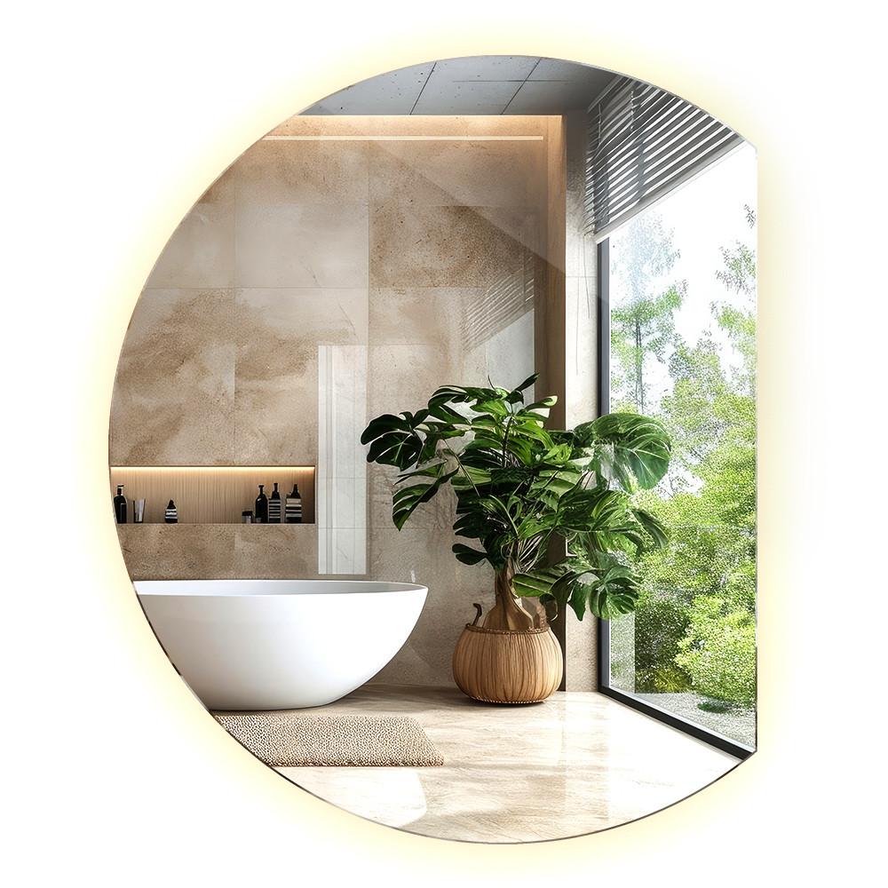 LED SPIEGEL 70 cm x 80 cm Unregelmäßiger Form Warmweiß 3000 K - Blaugrau, Glas (70/80/0.4cm) - TULUP