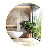 LED SPIEGEL 84 cm x 100 cm Unregelmäßiger Form Warmweiß 3000 K - Blaugrau, Glas (84/100/0.4cm) - TULUP